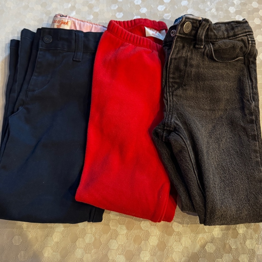 Cat & Jack girls Navy & Red pants,
Old Navy Black Jeans